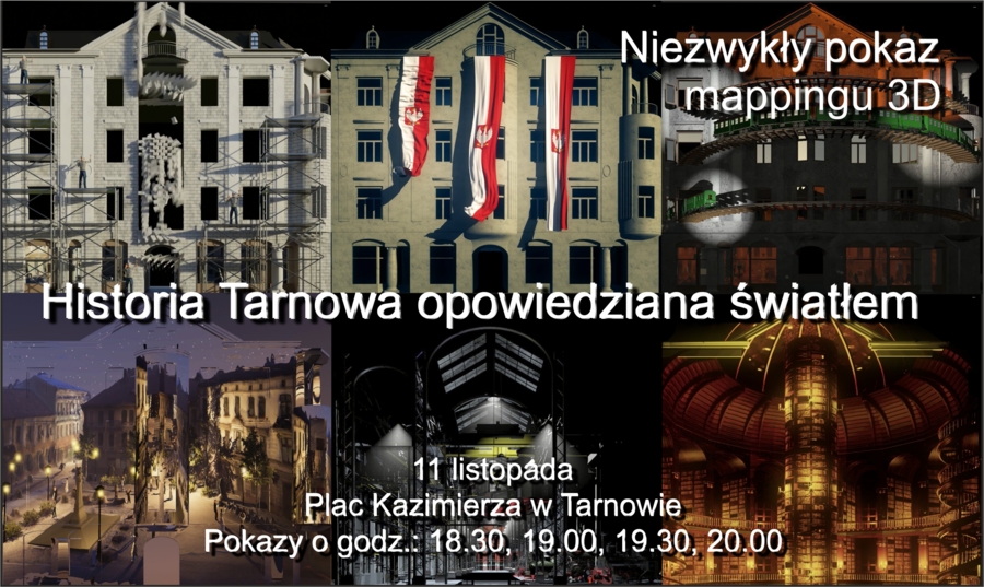 pokaz video mappingu o Tarnowie, plakat